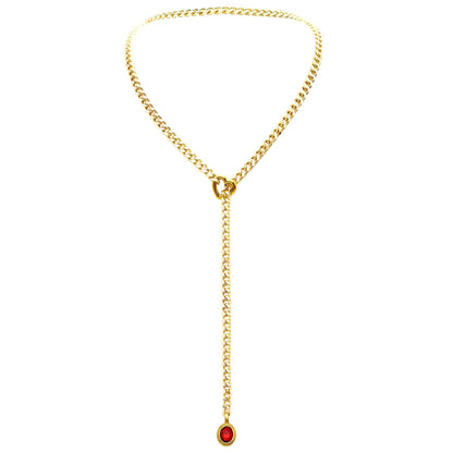 18K Gold Heart Ring Slide Chain Necklace