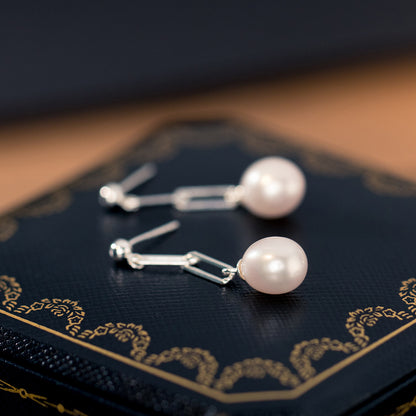 Retro Style Chain Graceful Earrings in 925 Sterling Silver or Gold Pearl