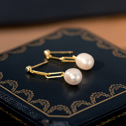 Retro Style Chain Graceful Earrings in 925 Sterling Silver or Gold Pearl