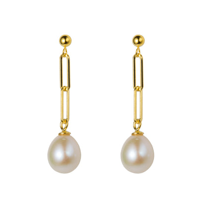 Retro Style Chain Graceful Earrings in 925 Sterling Silver or Gold Pearl