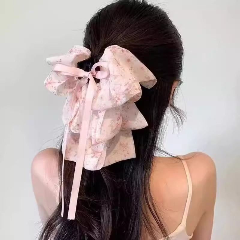 Floral Bow Claw Clip