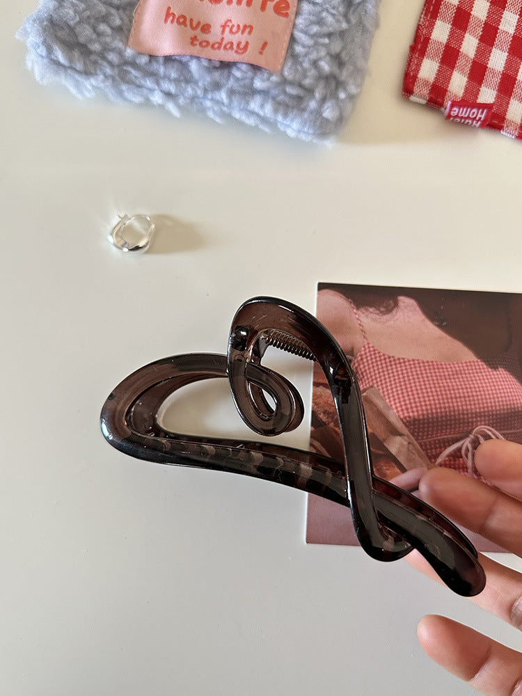 Cursive Heart Bow Hair Claw Clip