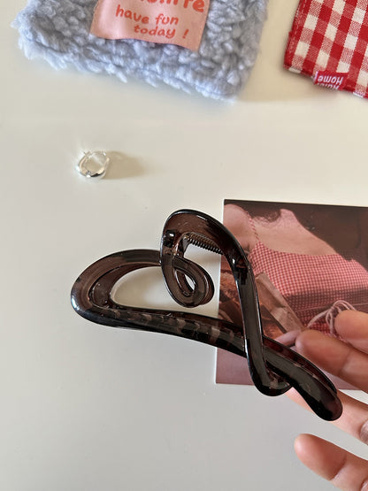 Cursive Heart Bow Hair Claw Clip