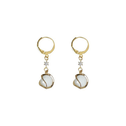 Opal Planet Hoop Dangle Earrings