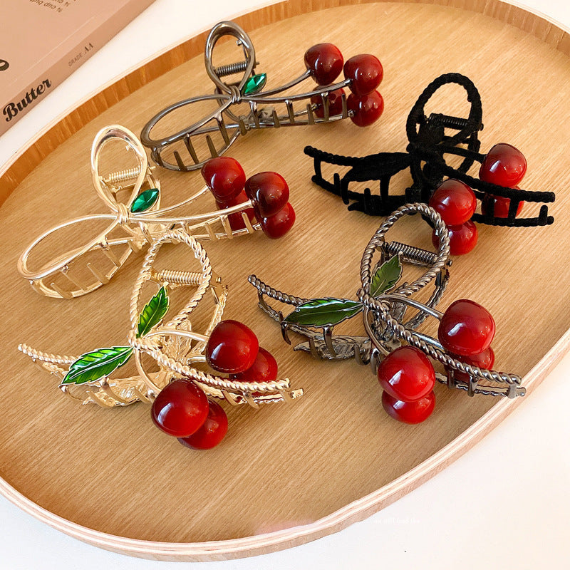 Cherry Love Heart Hair Claw Clip
