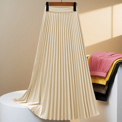 Pleated High Waist Midi Skirt