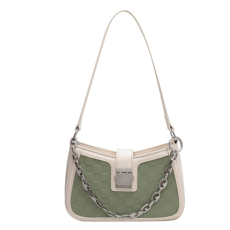 Grid Chain Shoulder Bag - Color Block