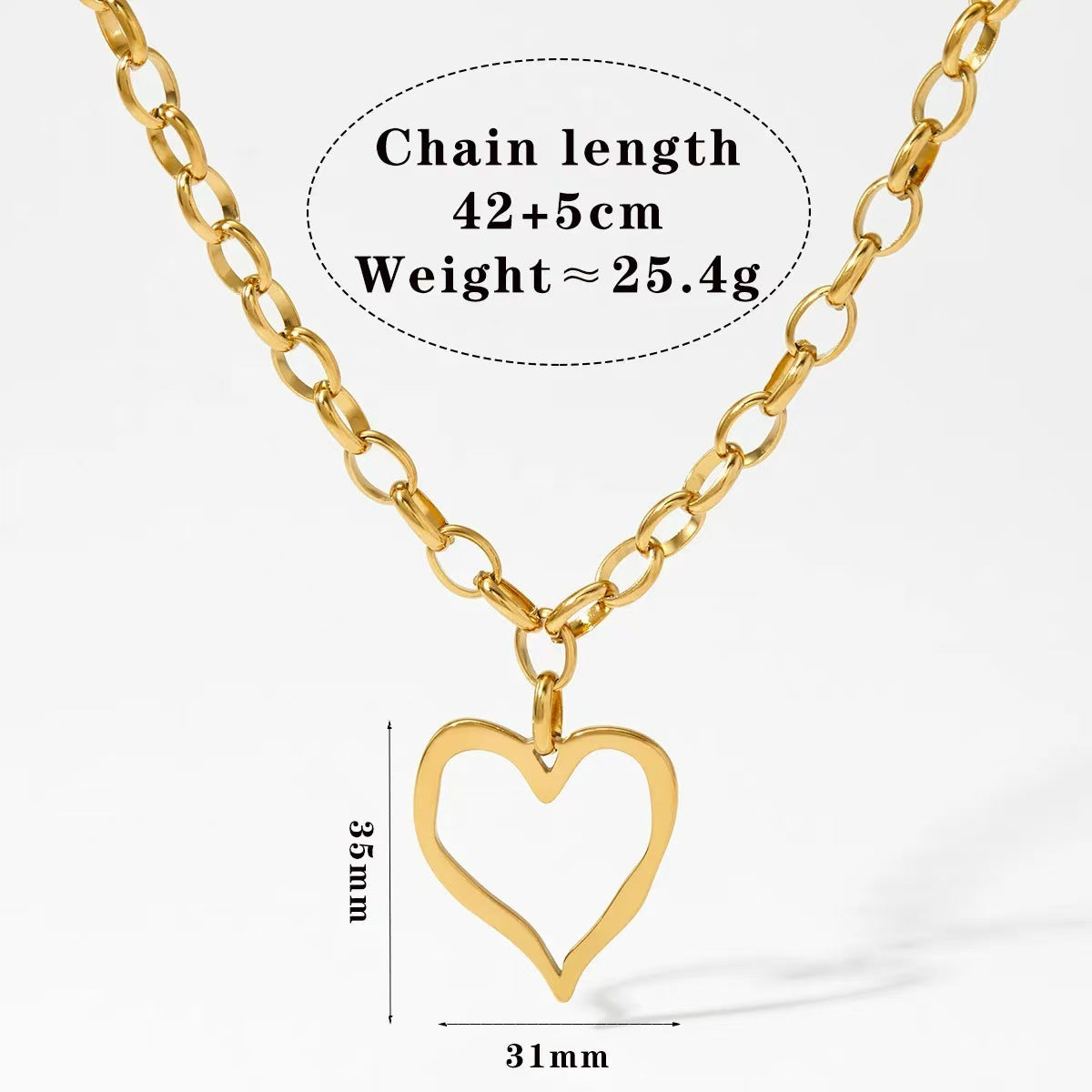 Melted Love Heart Stainless Steel Chain Necklace