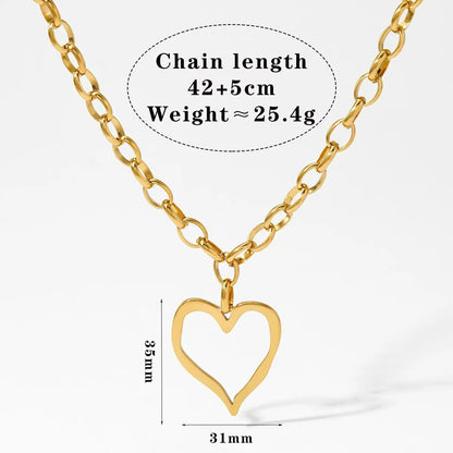 Melted Love Heart Stainless Steel Chain Necklace
