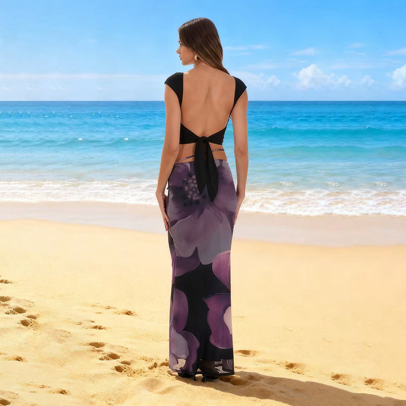 Floral Tie-Waist Maxi Skirt