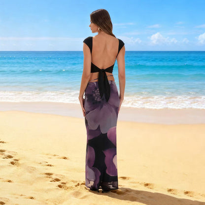 Floral Tie-Waist Maxi Skirt