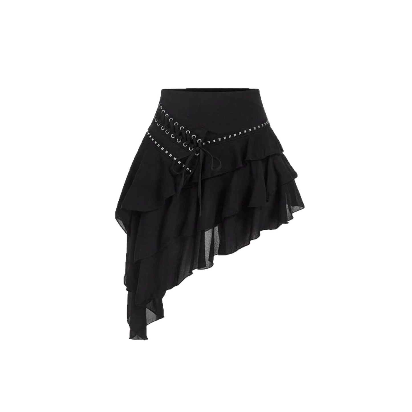 Playful Ruffled Asymmetric Mini Skirt