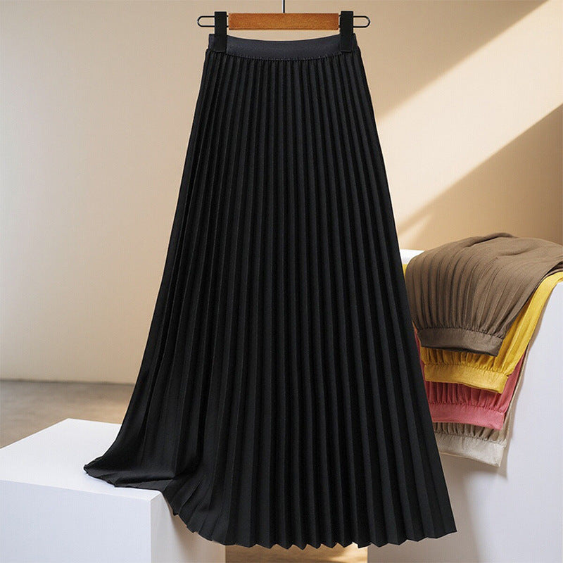 Pleated High Waist Midi Skirt