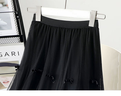 Mesh Overlay A-Line Mini Skirt