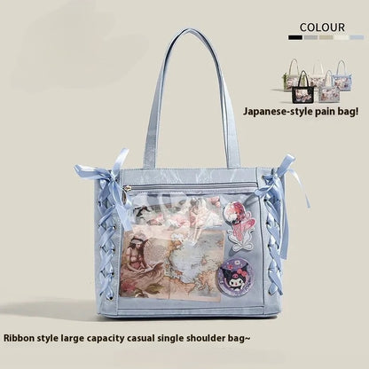 Corset Bow Ita Bag - Transparent Pocket Tote
