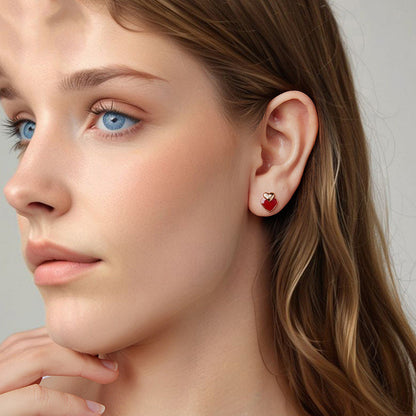 Queen of Hearts Stud Earrings - S925 Sterling Silver