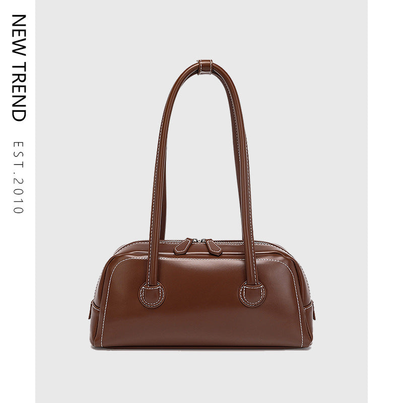 Vintage Vibes Contrast Stitch Shoulder Bag