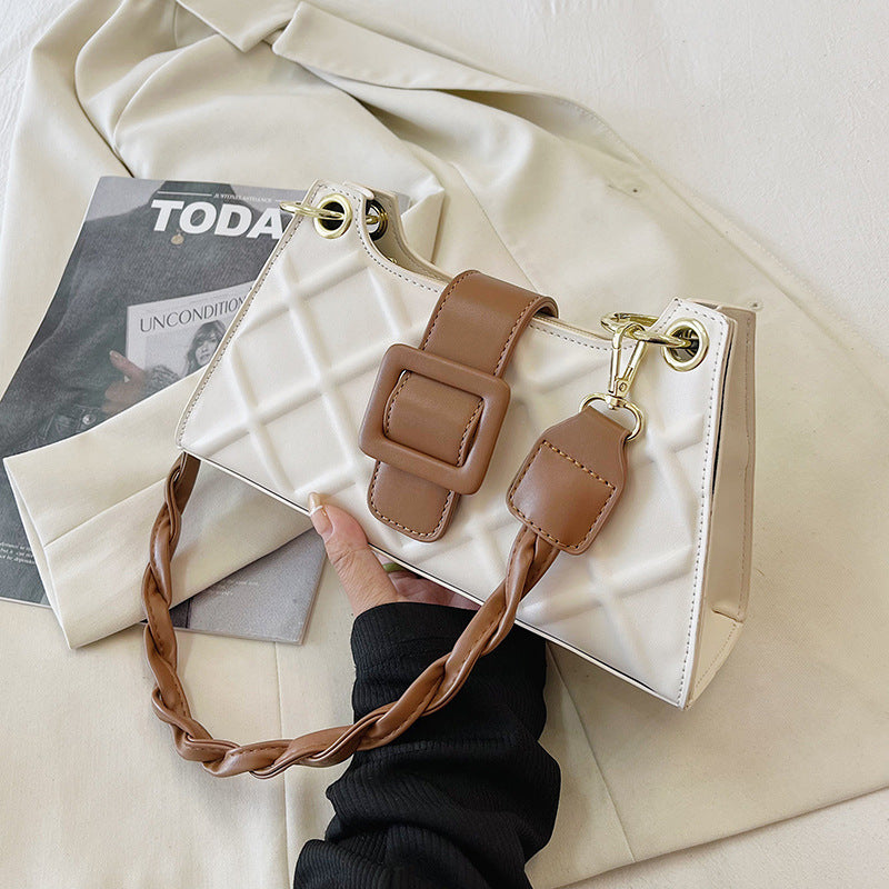 Women's Fashion Clashing Woven Shoulder Crossbody Bag Waffle