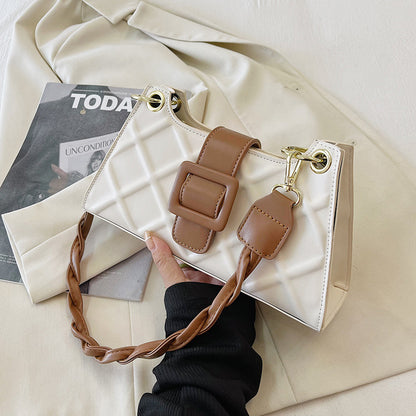 Women's Fashion Clashing Woven Shoulder Crossbody Bag Waffle