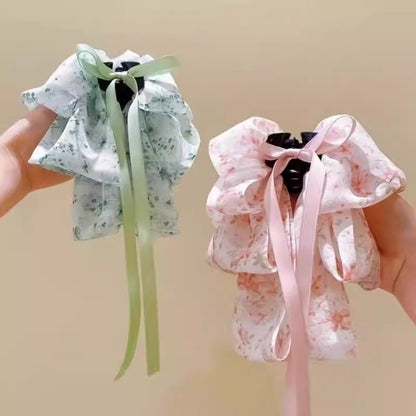 Floral Bow Claw Clip