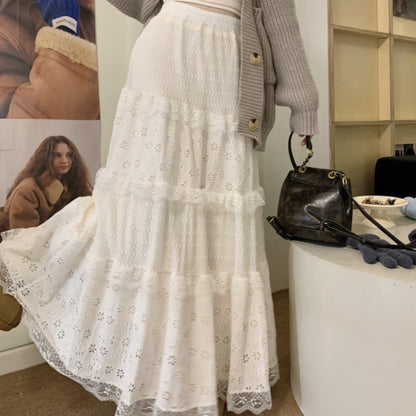Romantic High Waist A-Line Maxi Skirt