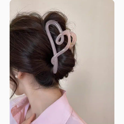Cursive Heart Bow Hair Claw Clip