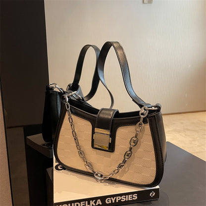 Grid Chain Shoulder Bag - Color Block