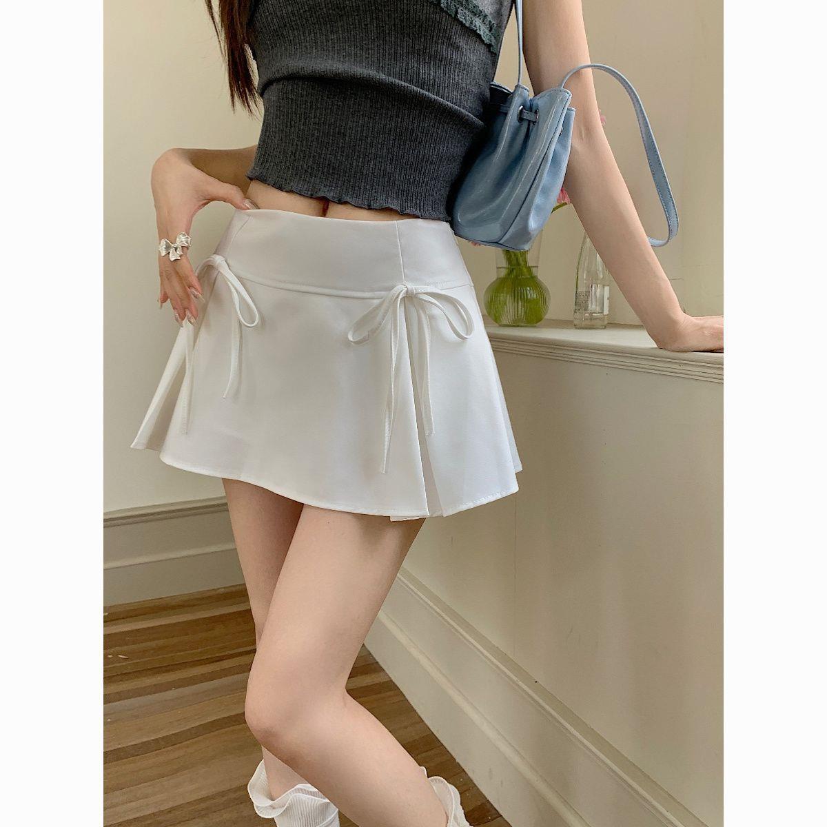 Bow Lace-Up A-Line Mini Skirt