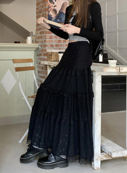 Romantic High Waist A-Line Maxi Skirt