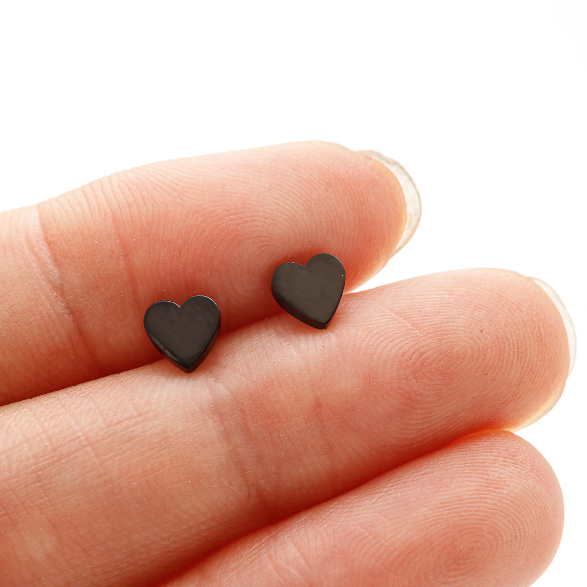 Geometric Heart Stud Earrings - Stainless Steel