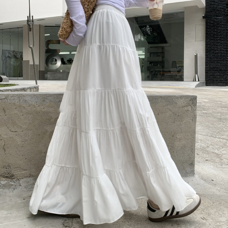 Romantic High Waist A-Line Maxi Skirt