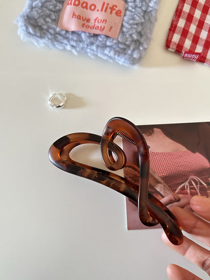 Cursive Heart Bow Hair Claw Clip