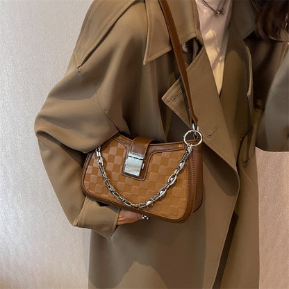 Grid Chain Shoulder Bag - Color Block