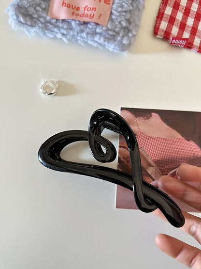 Cursive Heart Bow Hair Claw Clip