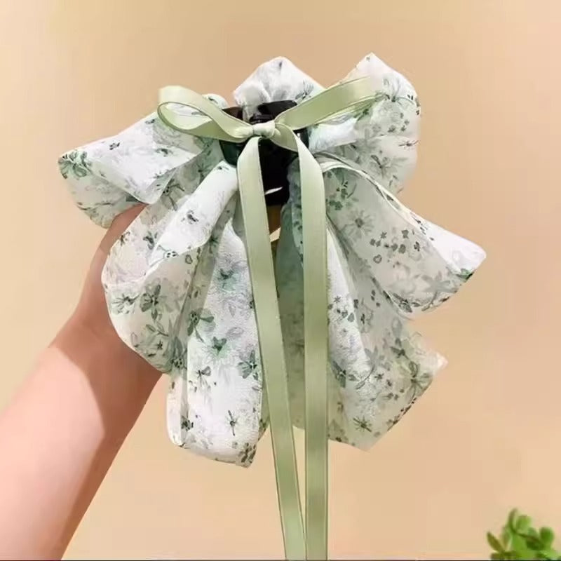 Floral Bow Claw Clip