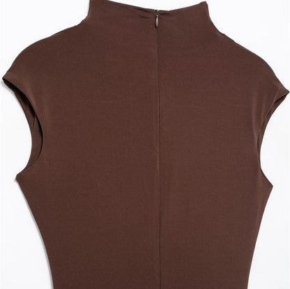 Pleated Asymmetric Maxi Dress - Sleeveless