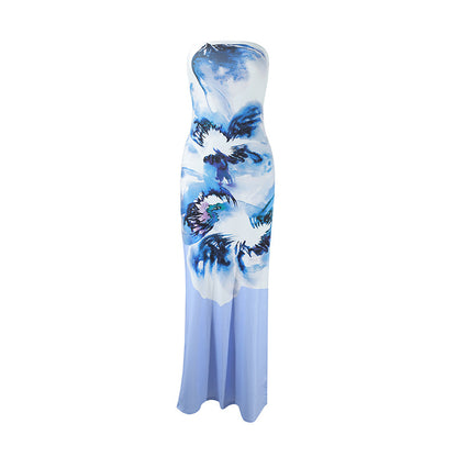 Floral Strapless Bodycon Maxi Dress