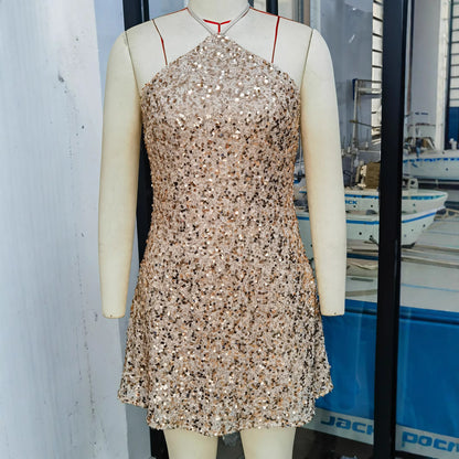 Backless Sequin Mini Dress