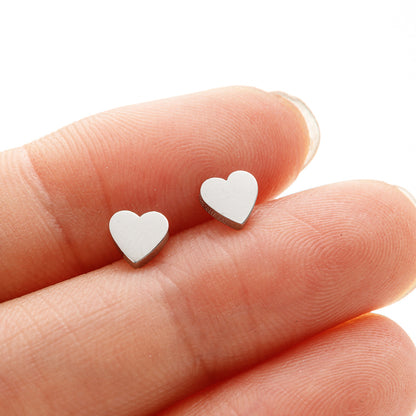 Geometric Heart Stud Earrings - Stainless Steel