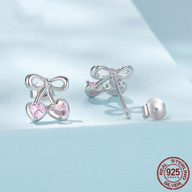 Sweet Cherry Stud Earrings - S925 Sterling Silver