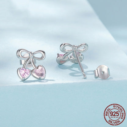 Sweet Cherry Stud Earrings - S925 Sterling Silver