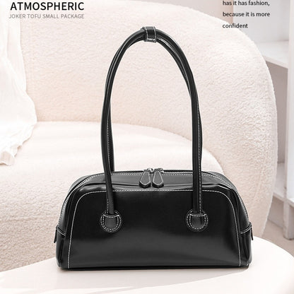 Vintage Vibes Contrast Stitch Shoulder Bag