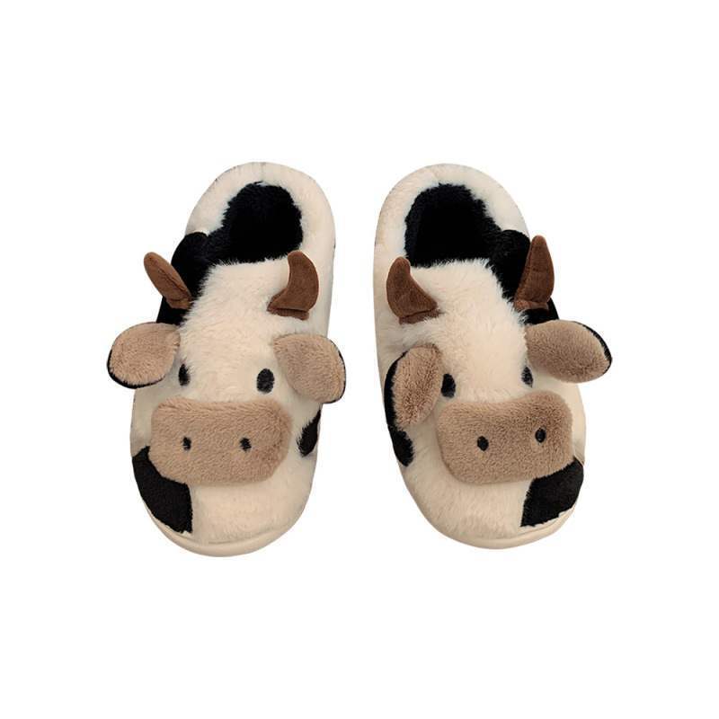 Cow Print Platform Slippers - Cotton