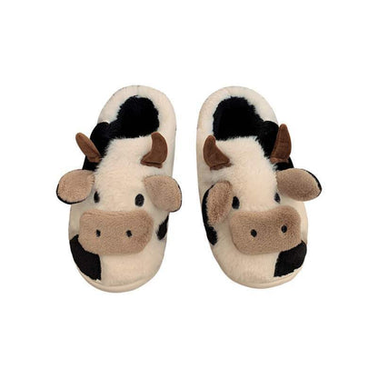 Cow Print Platform Slippers - Cotton