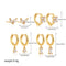 Copper Plating Zircon Geometric Square Four-piece Earrings
