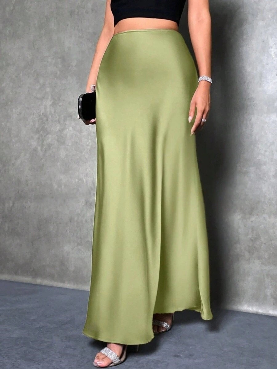 Satin Midi Skirt