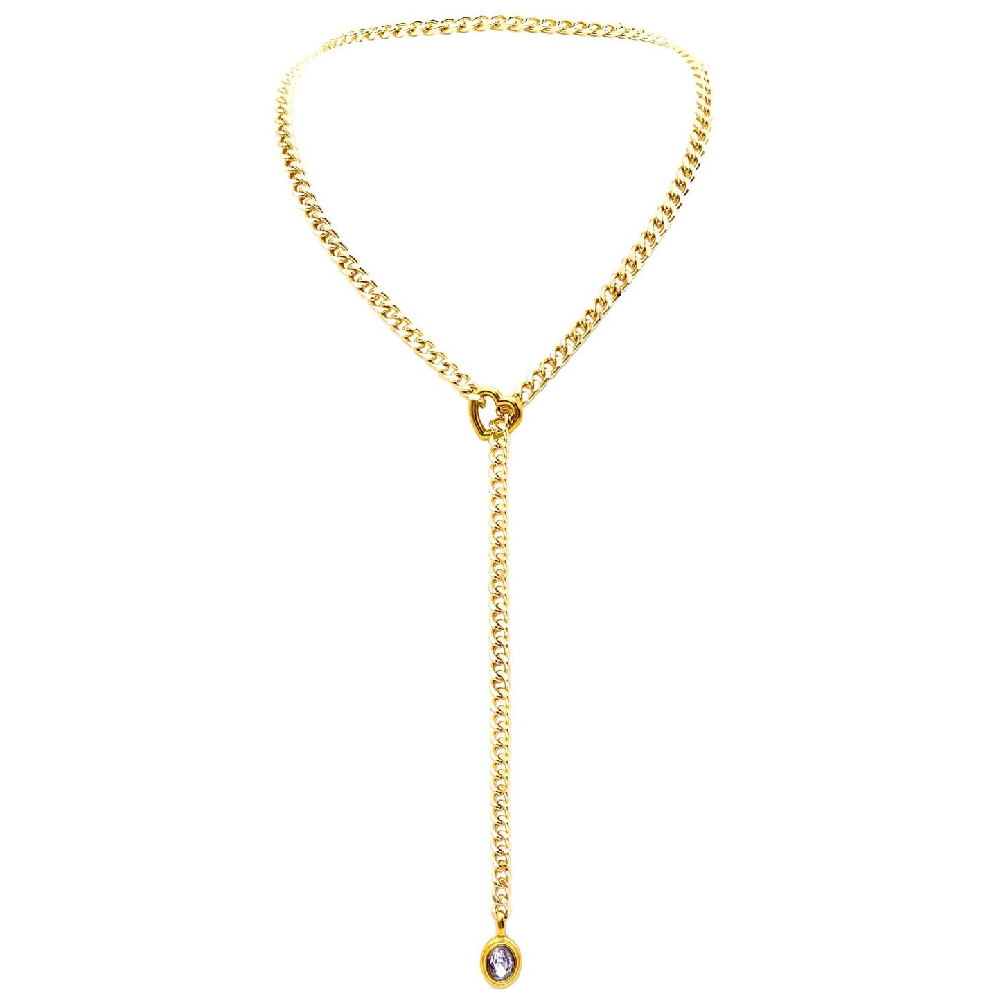18K Gold Heart Ring Slide Chain Necklace