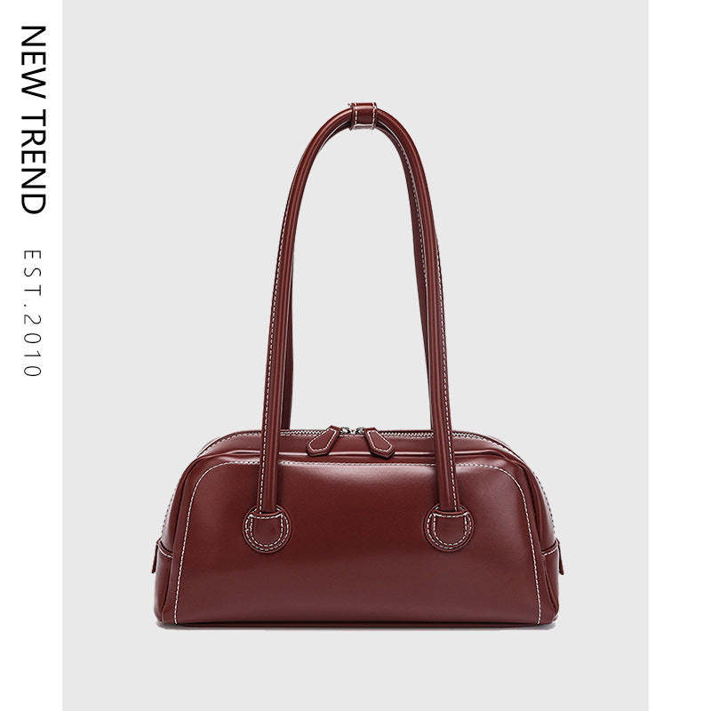 Vintage Vibes Contrast Stitch Shoulder Bag