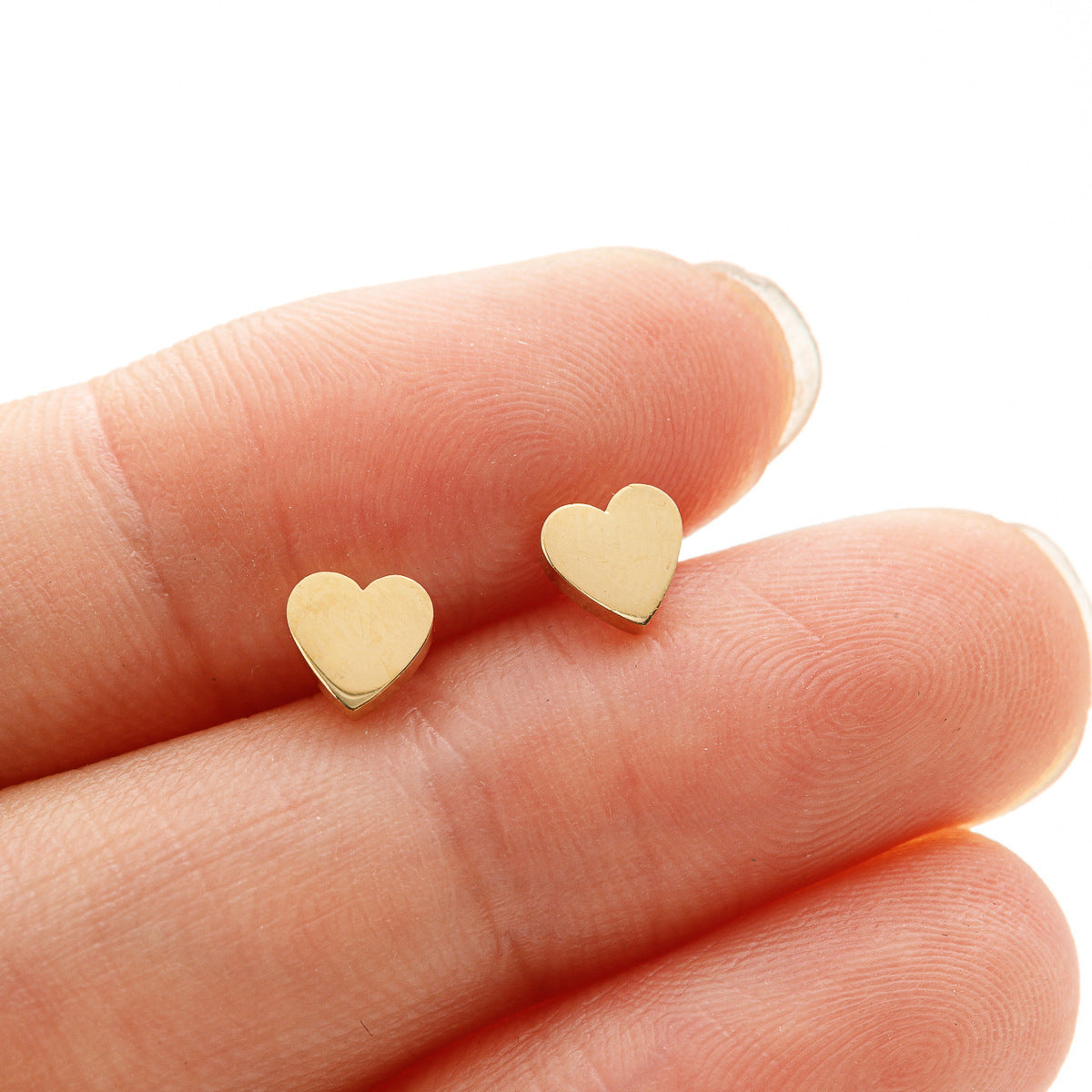 Geometric Heart Stud Earrings - Stainless Steel